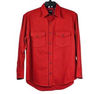 Vtg 90s Gap Mens Red Wool Blend Button Up Shirt Sz S Chest Pockets Outdoor